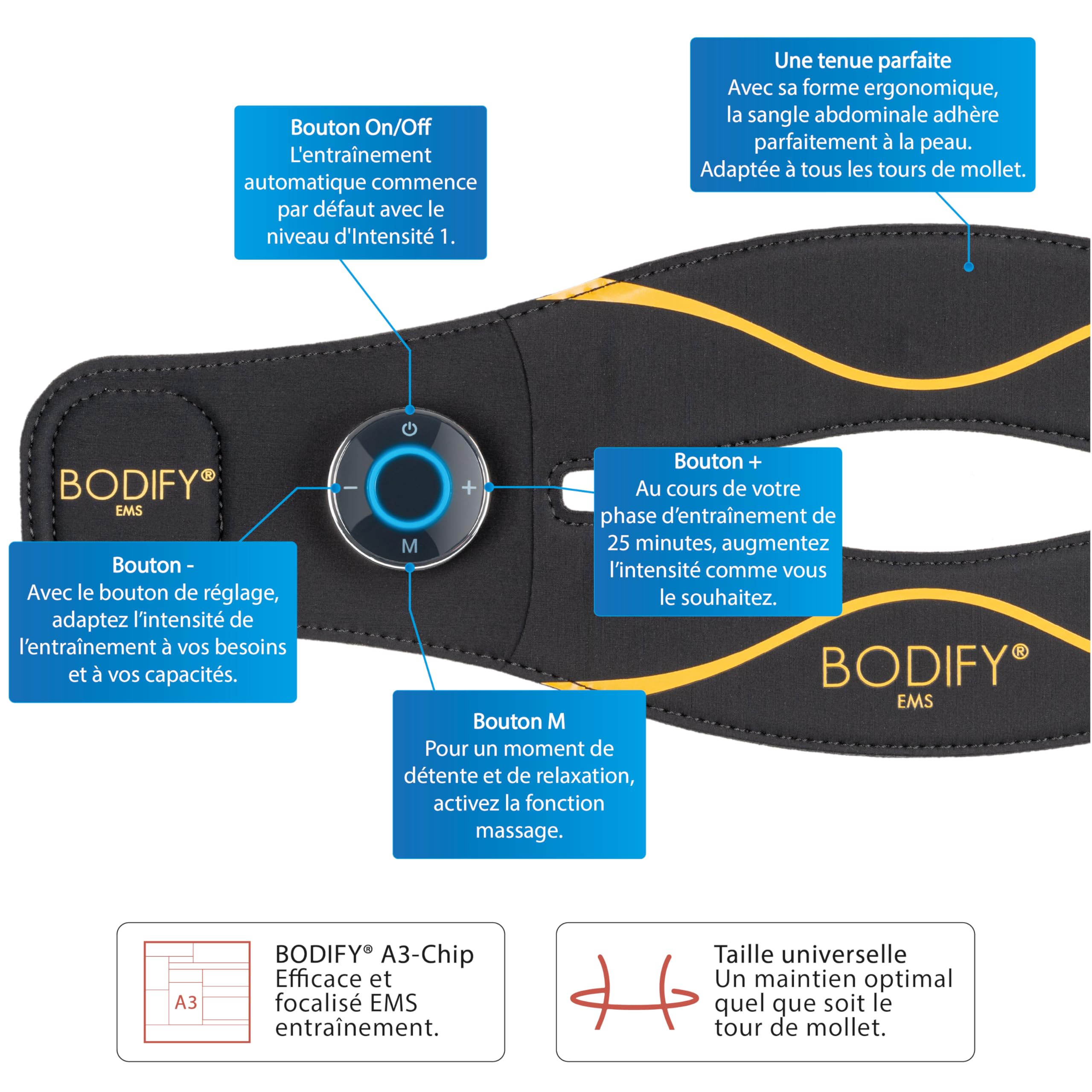 Bodify® EMS Calf Trainer Pro – Activation ciblée des Muscles des Mollets ! – Activation Musculaire – Entraînement EMS – Entraînement des Muscles des Mollets – pour Hommes et Femmes L'ORIGINAL