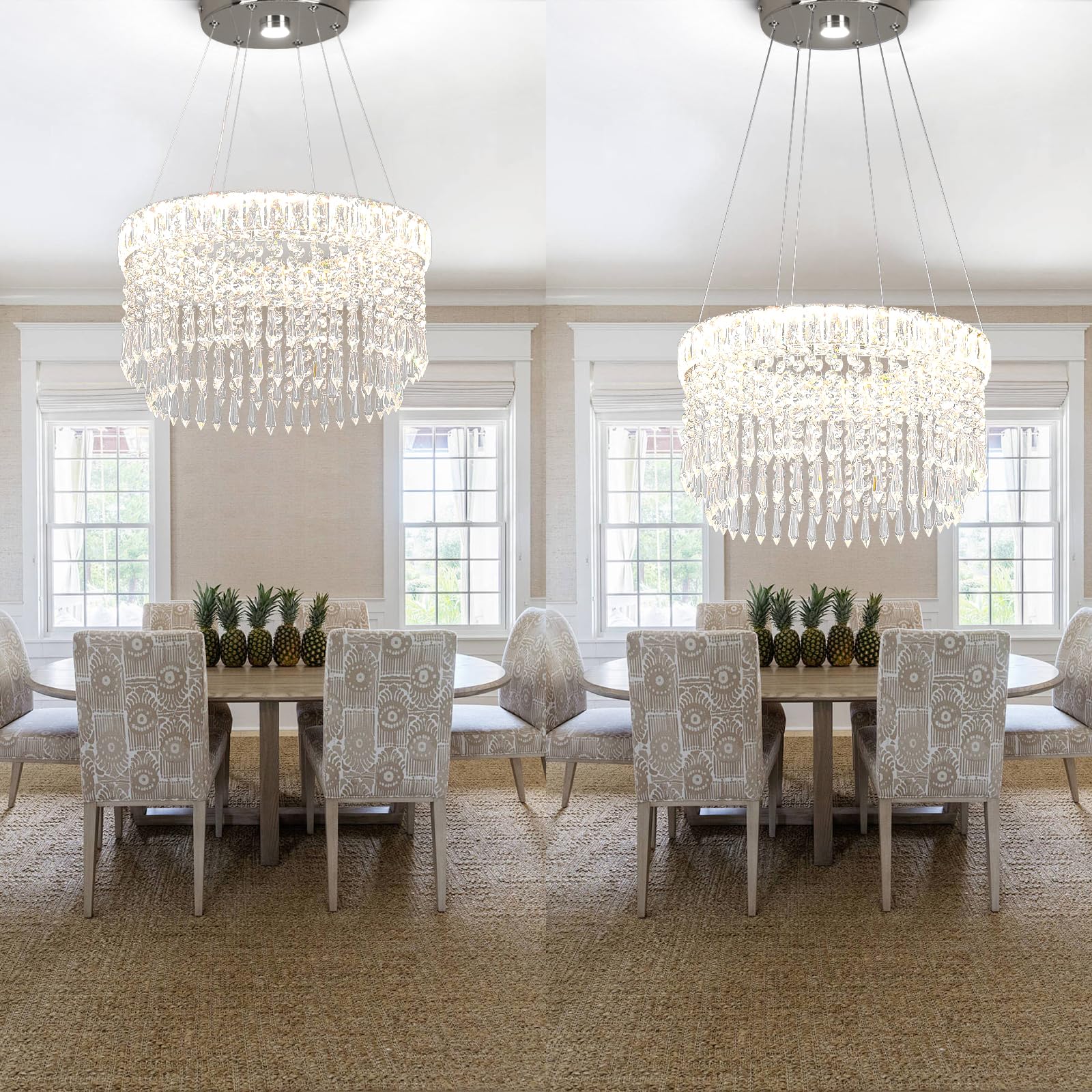 Lampadari moderni di cristallo Lampadario di lusso a goccia 45cm sospensione con montaggio ad incasso Illuminazione lampadario a soffitto per sala da pranzo soggiorno cucina isola