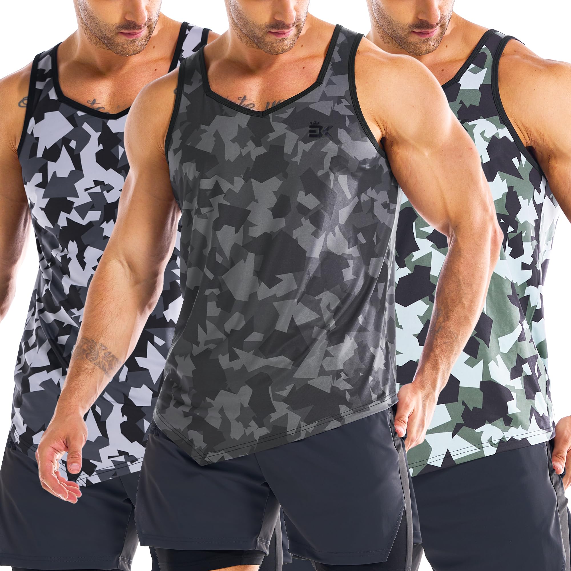ZENWILL Pack de 3 Irregular Camiseta de Tirantes Ligera Entrenamiento Deportiva Hombre Chaleco Gimnasio Secado Rápido