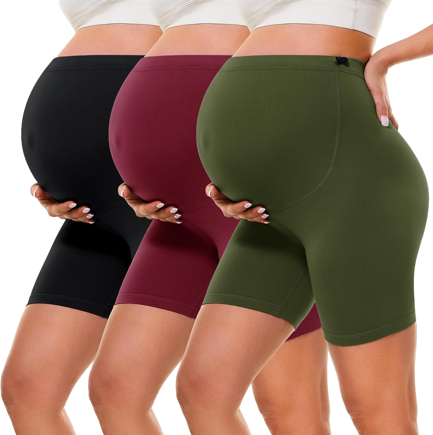 BONVIGOR Buttercloud Maternity Shorts Over The Belly- 5" Pregnancy Biker Shorts Lounge Yoga Pants