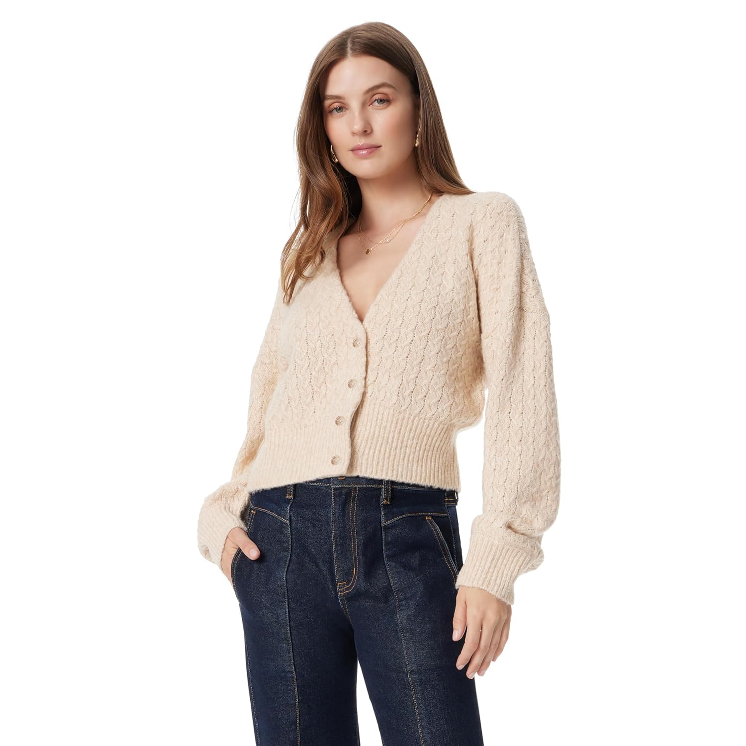 Sam Edelman Womens Isabella Puff Sleeve Button Front Shrug Cardigan Standard