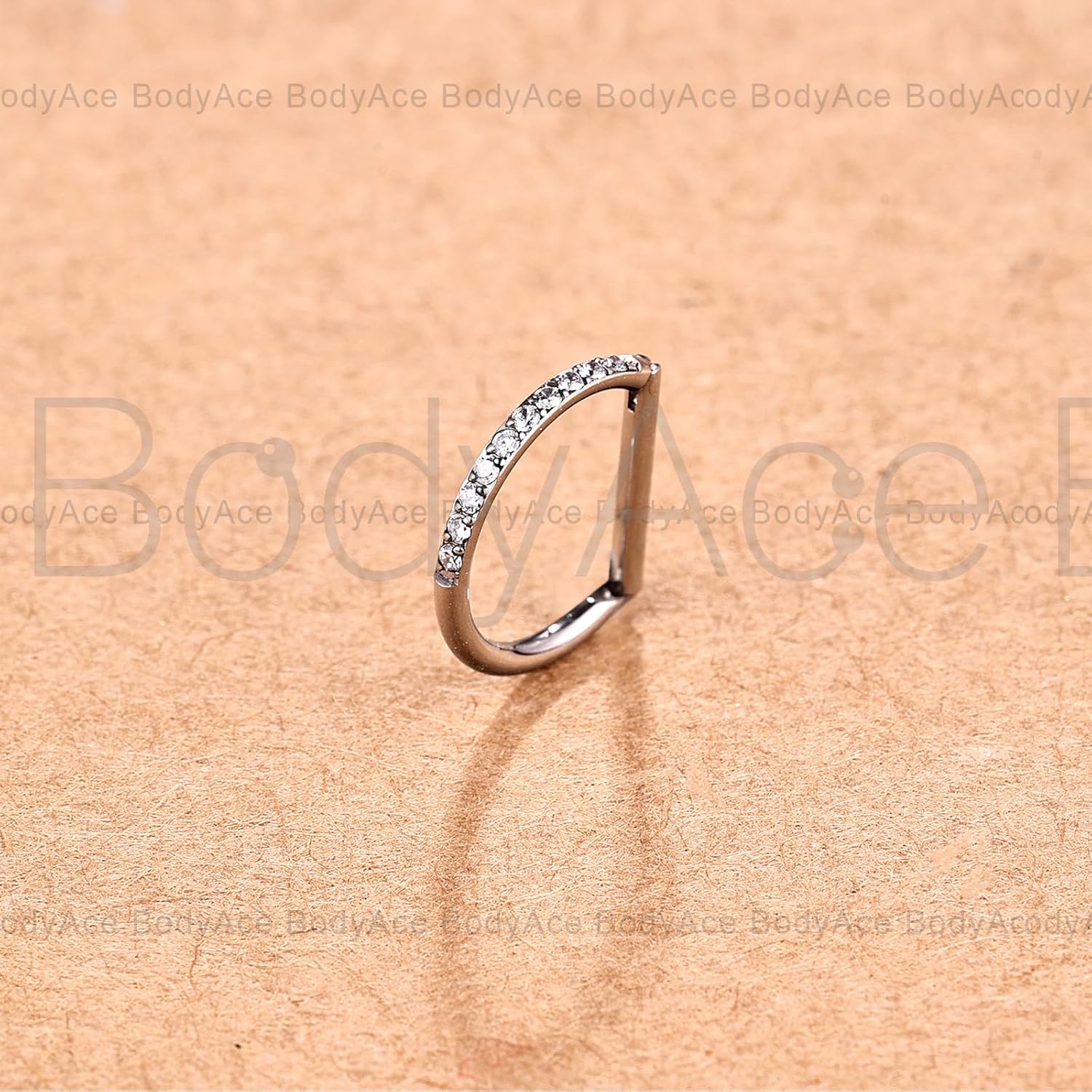 BodyAce F136 Titanium Septum Rings D Shaped Nose Ring Hoops 16G Cartilage Earrings Higned Segment Clicker for Rook Daith Conch Helix Tragus Piercing Jewelry - Image 4