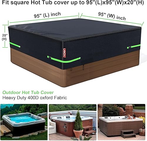 Miniatura 4 de LXKCKJ Protector cuadrado para bañera de hidromasaje, cubiertas de spa al aire libre para bañera de hidromasaje, cubierta de piscina de invierno