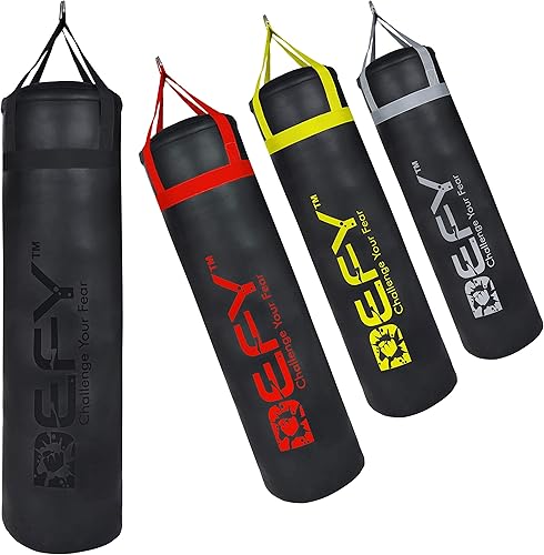 Miniatura 2 de DEFY - Saco de boxeo resistente para boxeo, bolsa de boxeo colgante sin relleno de cuero de alta calidad, saco de boxeo de 80 a 300 libras para