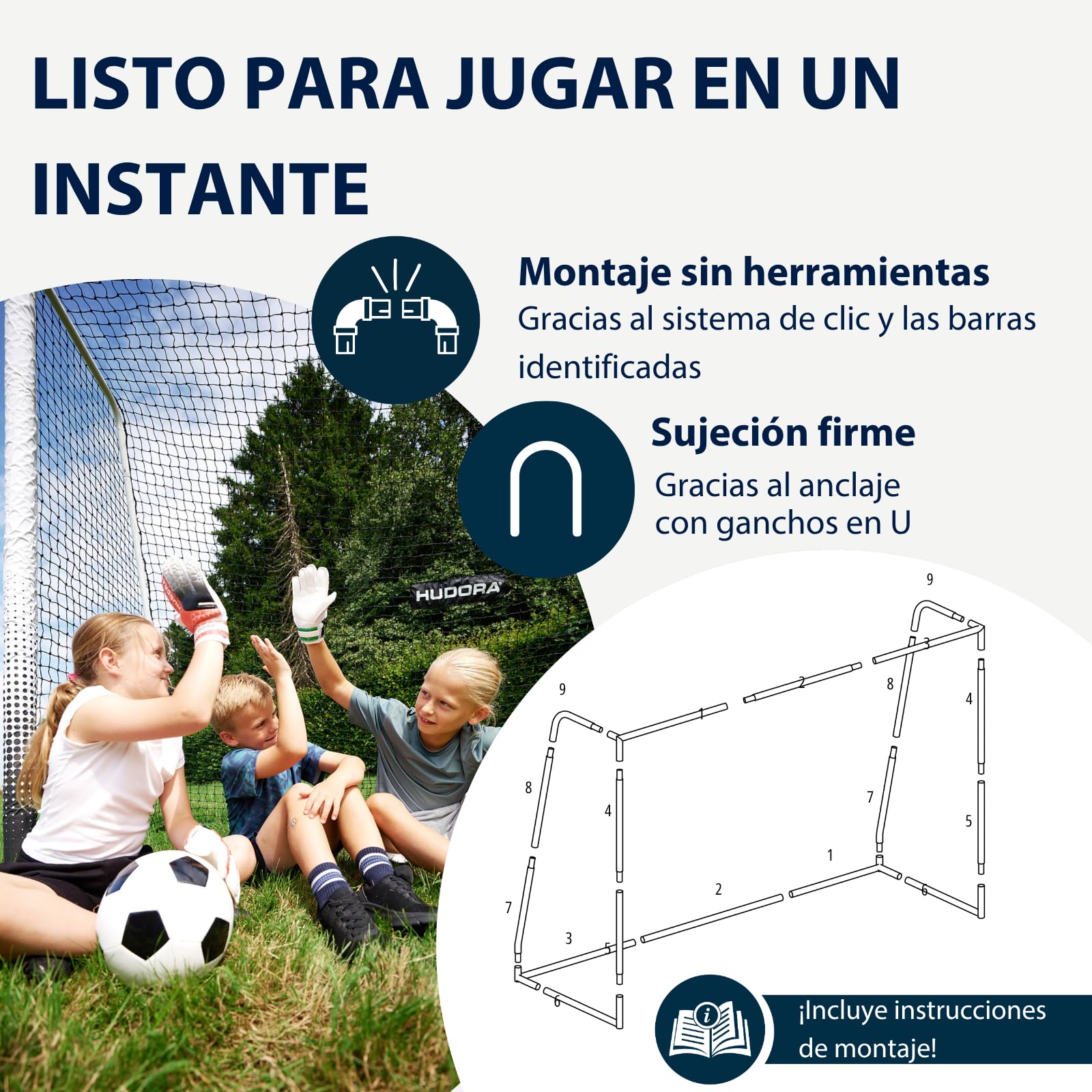 HUDORA Fußballtor Pro Tect 120 Advanced – Outdoor Fußballtor mit Netz und wetterfester Ummantelung