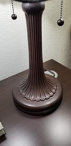 Miniatura 9 de Amora Iluminación estilo Tiffany Lámpara de mesa estilo banquero floral de 23 pulgadas de alto, vidrieras blancas y grises, elegante, vintage,