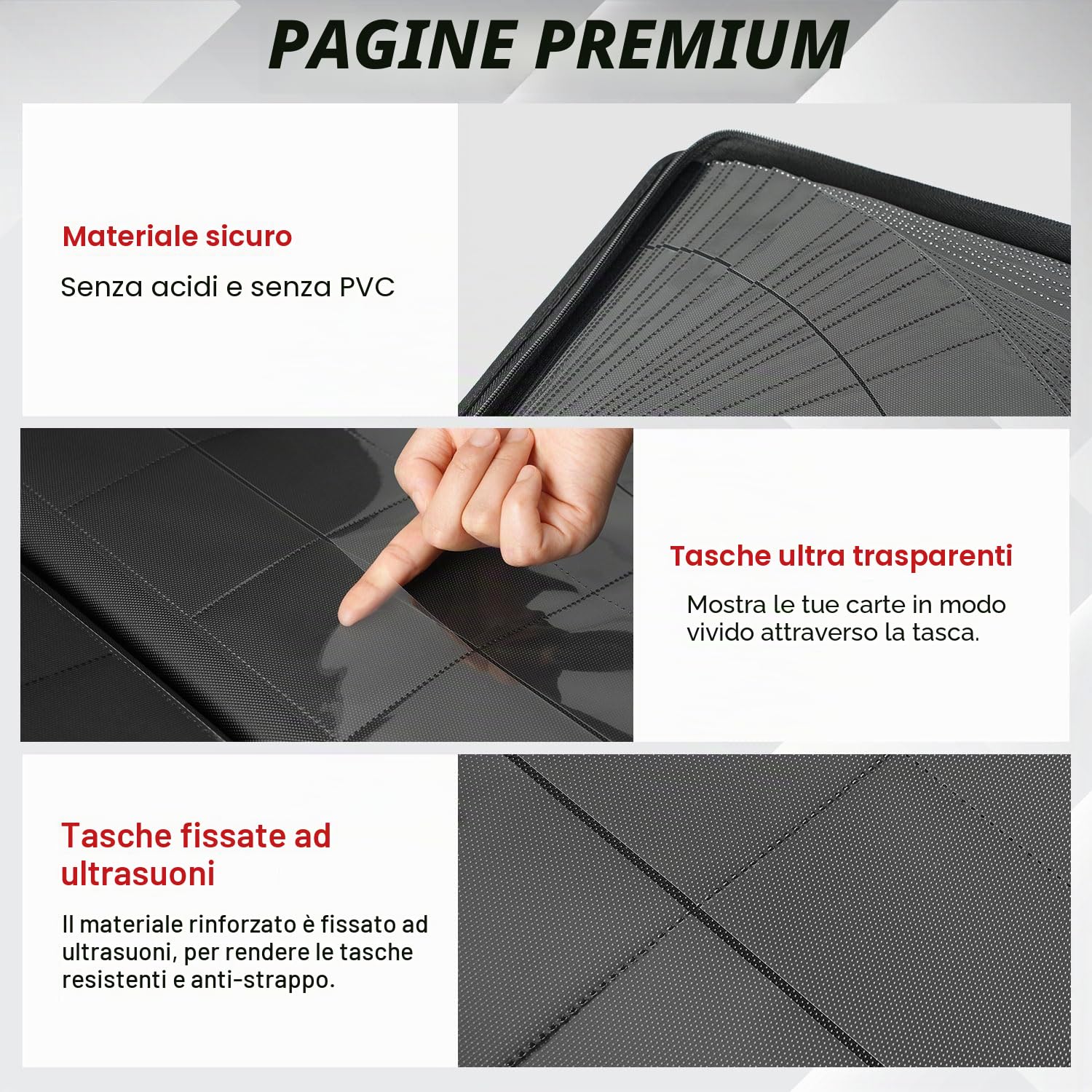 Raccoglitore a 16 tasche per 1280 carte collezionabili, album senza anelli con 40 pagine a doppia faccia e caricamento laterale, compatibile con MTG, carte sportive e altre carte da collezione
