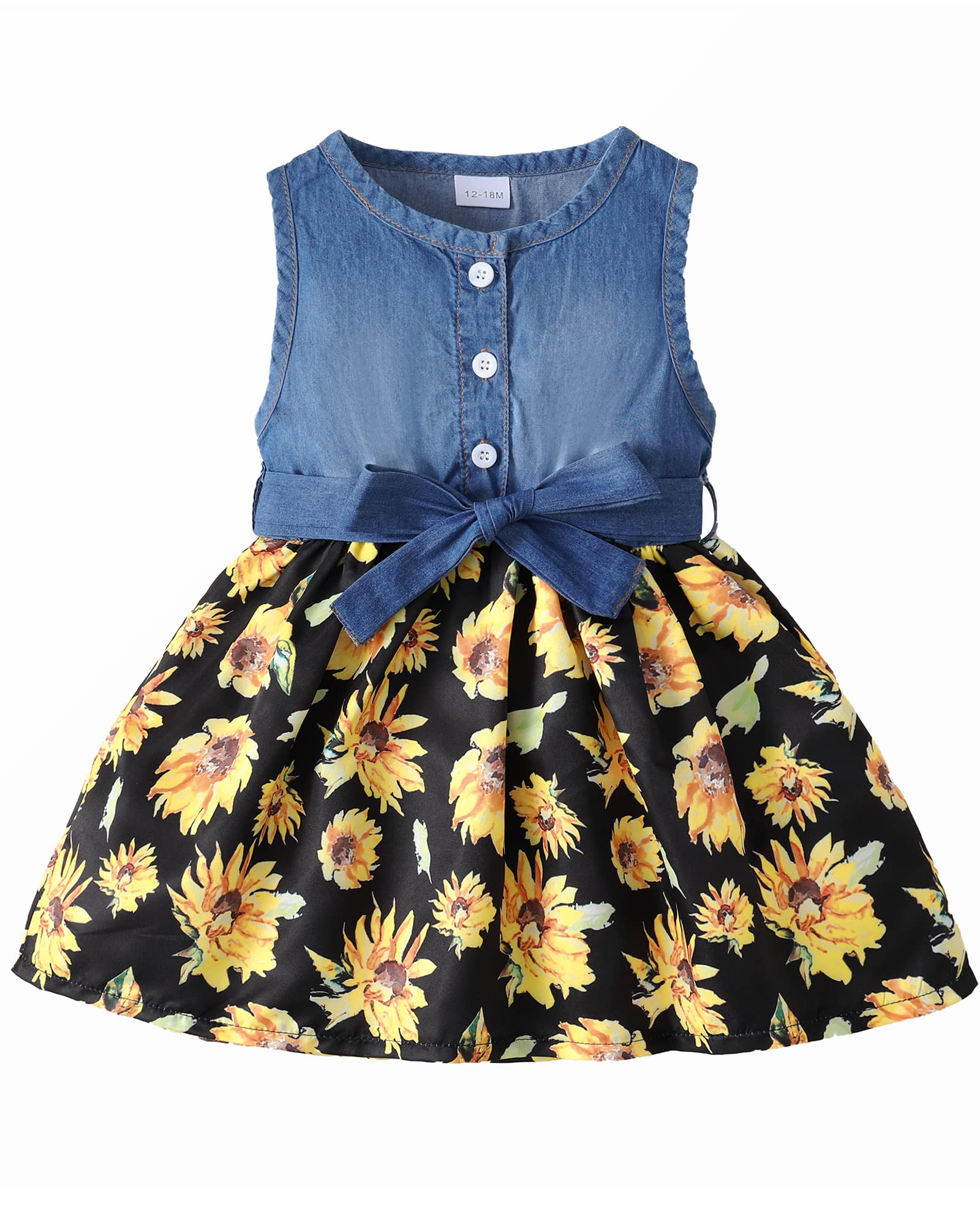 Saeaby Baby Girl Dress Toddler Girl Summer Clothes Infant Sleeveless Dress Denim Flower Sundress Cute Dresses for Girl