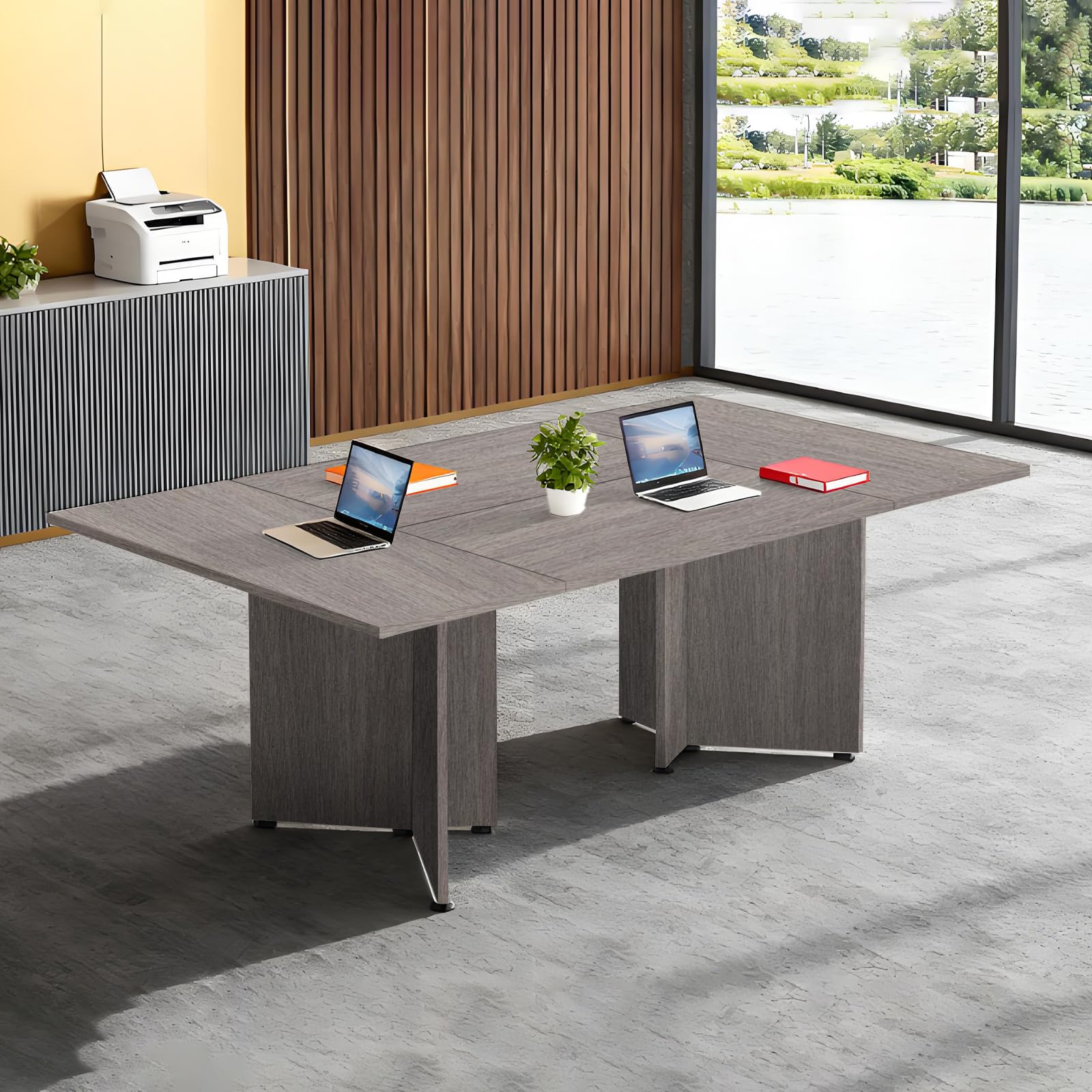Table de conférence – Table de réunion pour 8 à 20 personnes, idéale pour le bureau, les salles de réunion, les espaces semi-et les espaces de formation, assemblage facile pour le lieu de travail