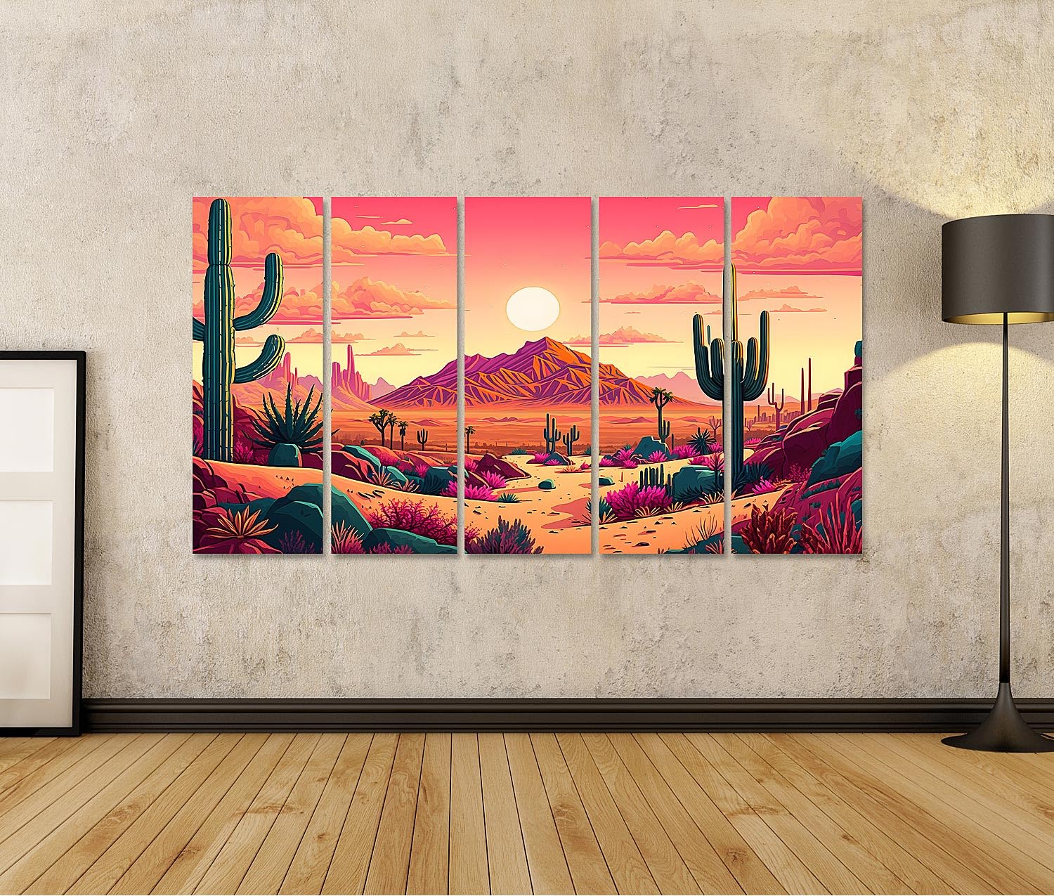 islandburner cuadro sobre lienzo desierto cactus paisaje salvaje oeste red neuronal arte imágenes murales carteles
