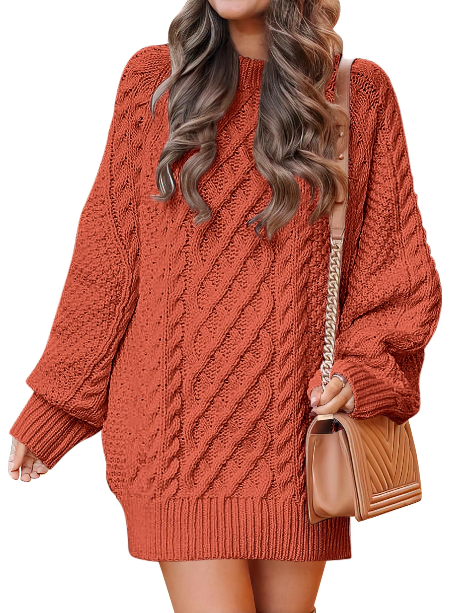 Womens Sweater Dress Oversized Cable Knit Chunky Long Sleeve Short Dresses 2025 Fall Outfits Vacation Winter Clothes
