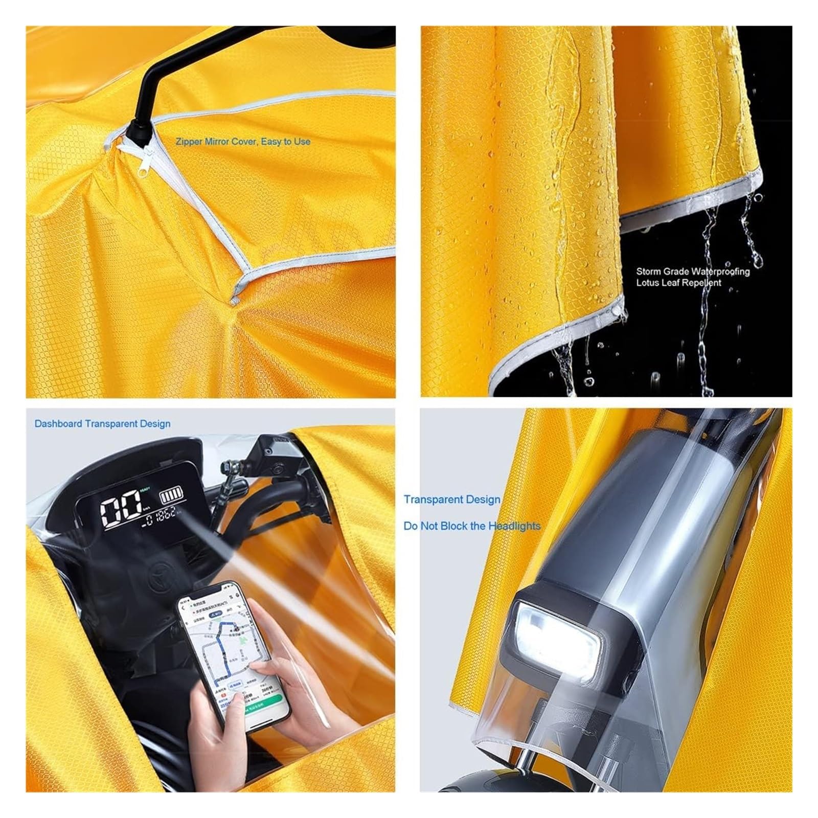 Poncho de lluvia para scooter de movilidad, Capa de lluvia unisex a prueba de viento con cubierta de espejo retrovisor, for motocicleta E-bike (color: rojo, tamaño: M)