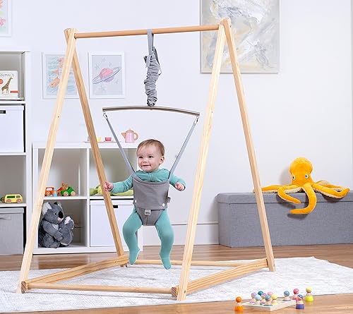 Miniatura 10 de Avenlur Tulip - Saltador plegable para bebé con soporte, gorila de pie para niños de 6 meses a 3 años, asiento para bebé (beige)