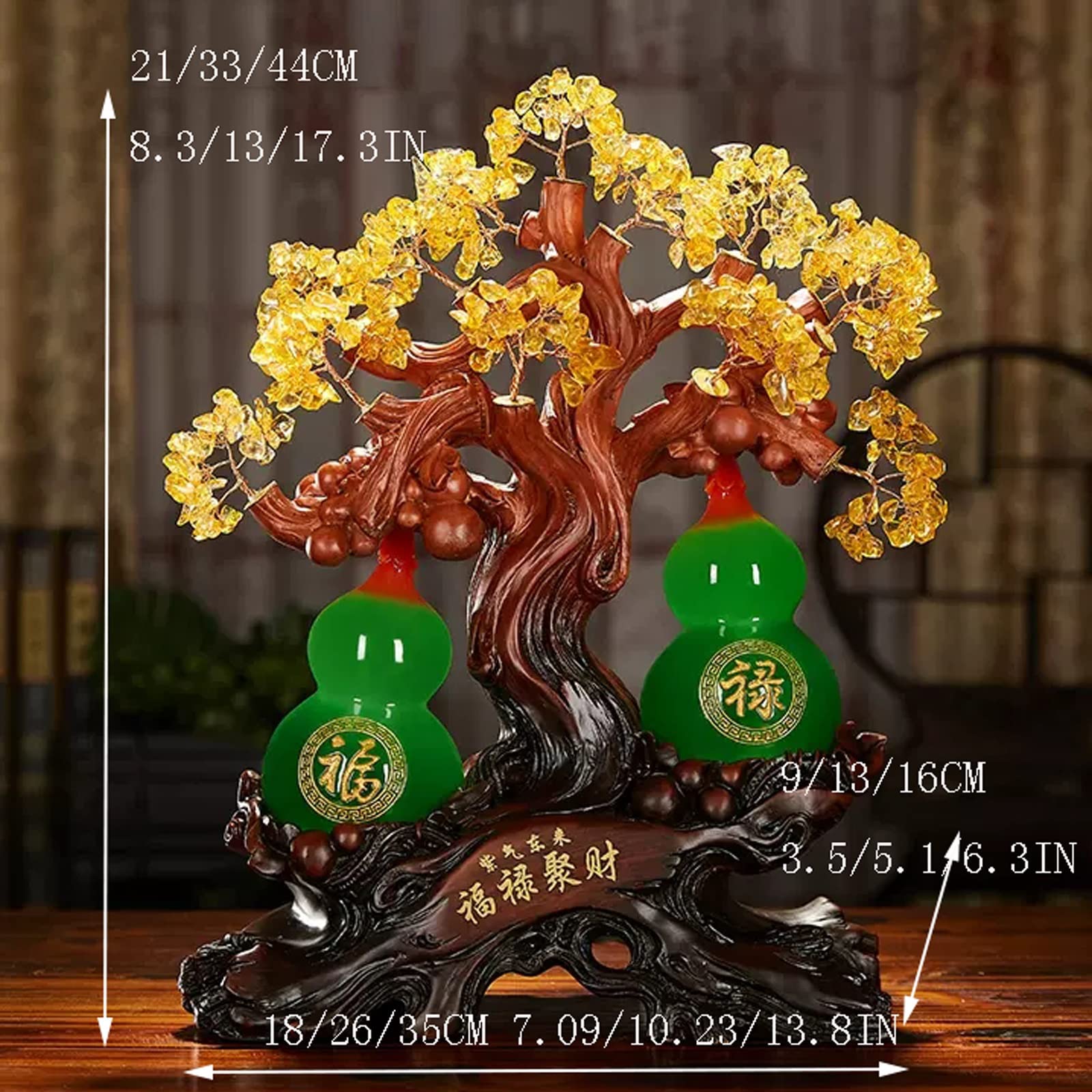 Biurko kryształowe drzewko szczęścia, tykwa, feng shui, dekoracja do domu, biura, na imprezę, rozmiar M
