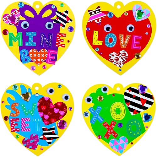 WhstSign - Manualidades de San Valentín para niños, calcomanías para el día de San Valentín, kits de manualidades, adornos para hacer tu propio