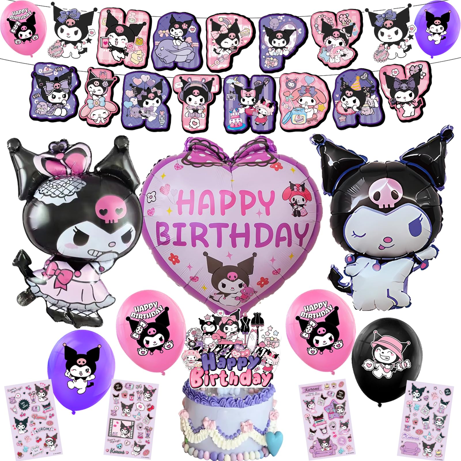 PatiFu誕生日飾り付けセット バースデーパーティー装飾 キャラクター風船 バルーン アルミバルーン HAPPY BIRTHDAYバナー ケーキトッパー お祝い 女の子 子供