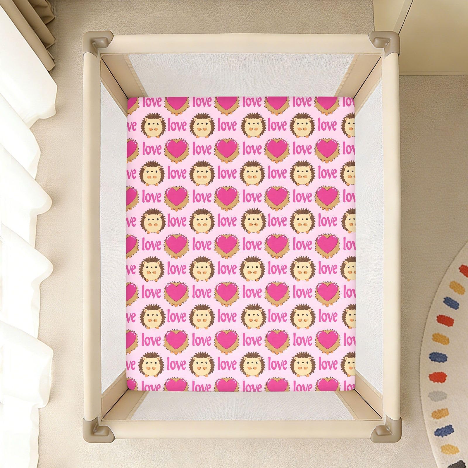 Babybettlaken mit niedlichem Igel-Motiv, für Jungen und Mädchen, weiches Spannbetttuch, Standard-Matratze, 71,1 x 132,1 cm