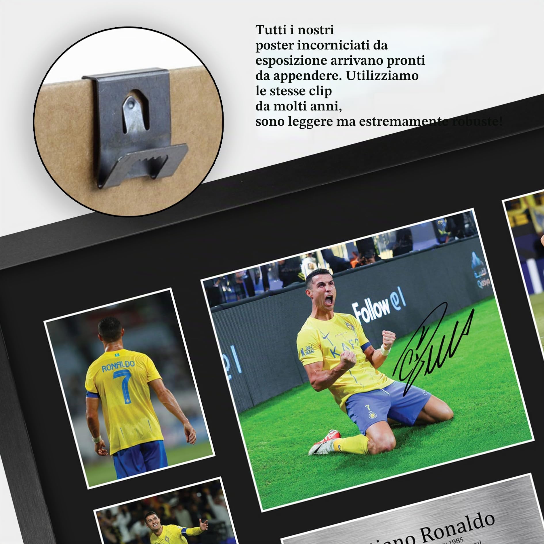 HWC Trading FR A3 Cristiano Ronaldo Al Nassr Memorabilia Stampati Autografo Firmato Esposizione Della Fotografia Per Gli Appassionati Di Calcio E Sostenitori - A3 Incorniciato
