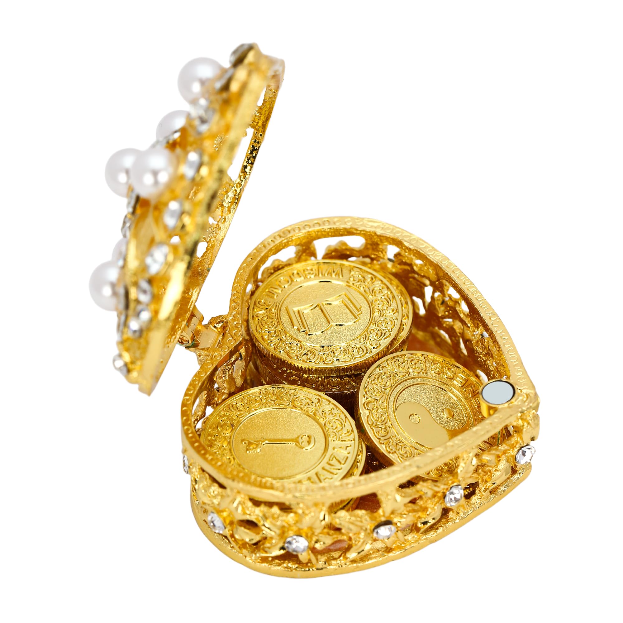 TINGKU - Arras para Boda Católica monedas de boda cristianas, 13 bendiciones únicas, recuerdos de matrimonio significativos caja de cuero Conjunto de monedas de boda española, monedas de oro PLD