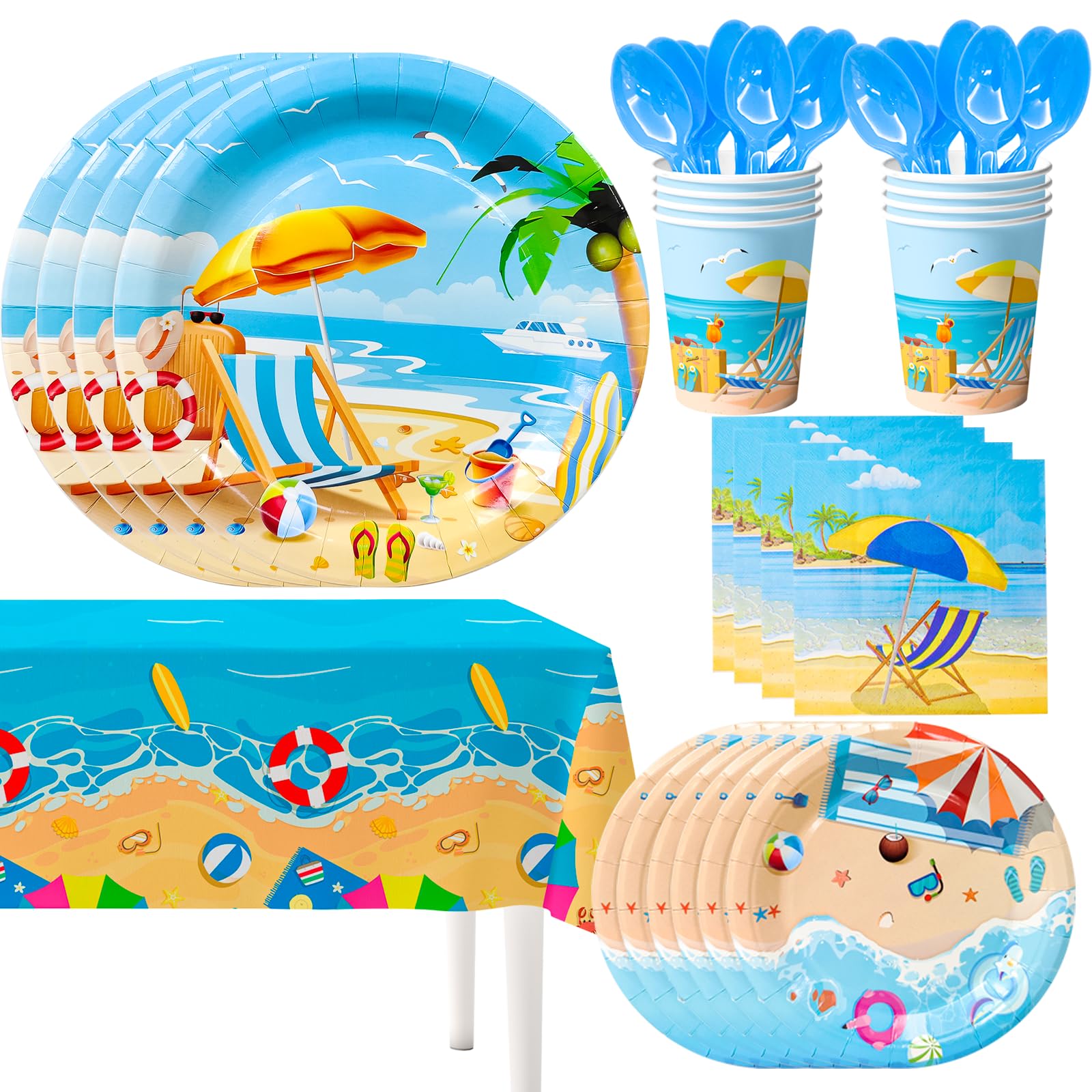 Assiettes en carton de plage et tasses robustes pour éviter la casse lors des fêtes
