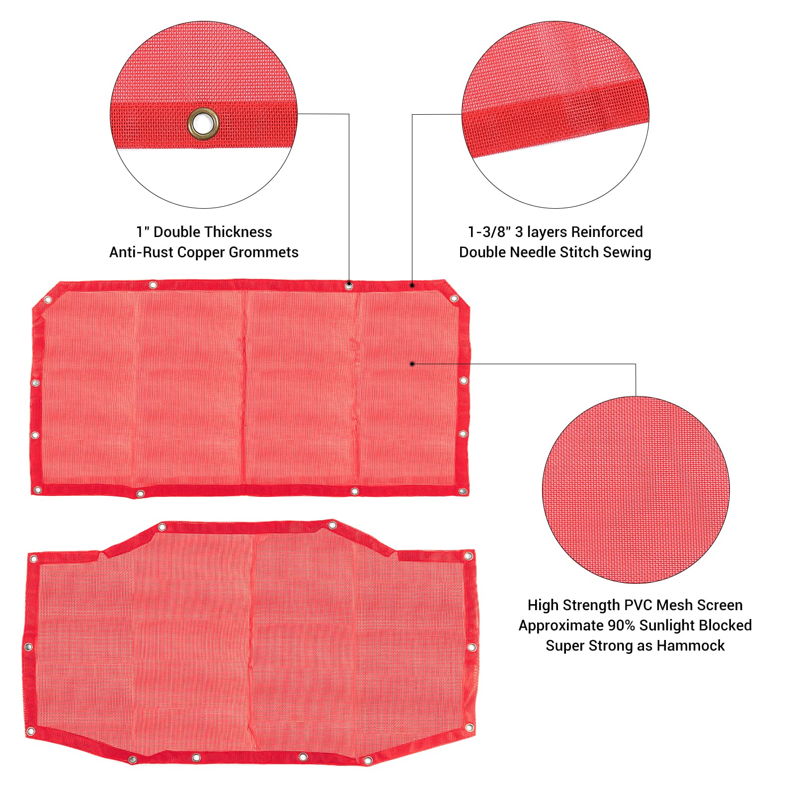 JeCar JLU Parasol de Malla Que Proporciona protección Solar UV, Accesorios Exteriores para Jeep Wrangler 2018-2021 JL Unlimited 4 Puertas Delantera y Trasera, Rojo