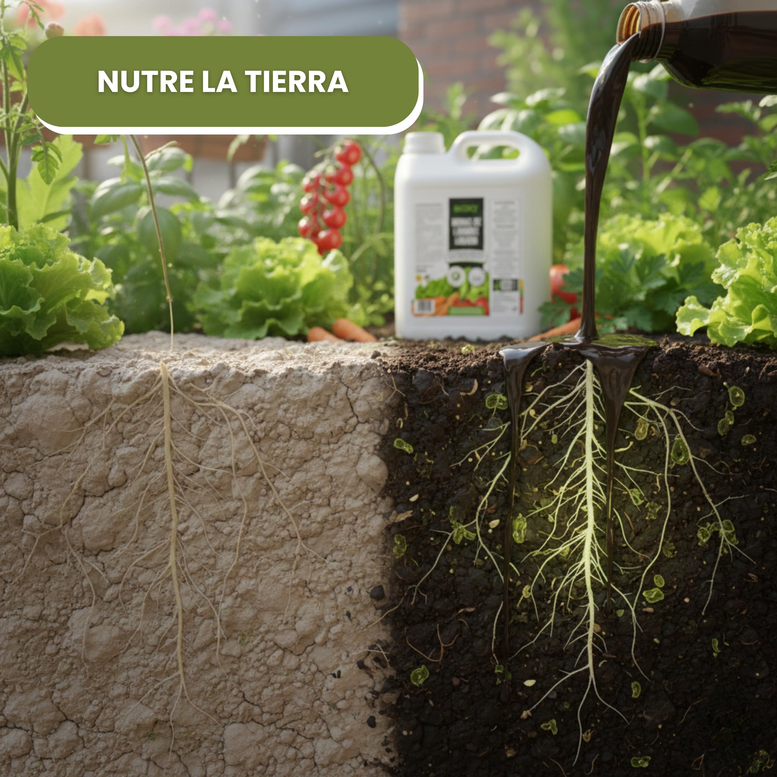 Humus de Lombriz Líquido 5L – Fertilizante Universal Muy Concentrado 5ml/L | +50% de Materia Orgánica – Abono Líquido para Plantas y Regenerador del Suelo – 100% Puro y Orgánico, Sin Residuo (5L)