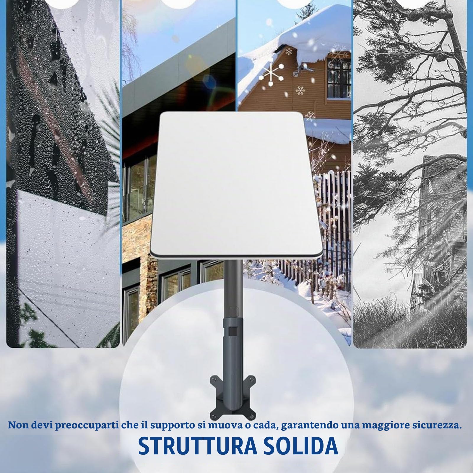 Kit di Montaggio Internet per Satellite, Supporto Tetto su Palo Parete Supporto Parete Lungo Staffa Montaggio per Antenna Rettangolare J per V2