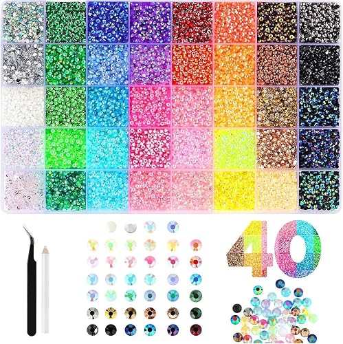 32000-Teiliges Bedazzler Kit, 40 Farben Harz Strasssteinen, 3mm Glitzersteine Be
