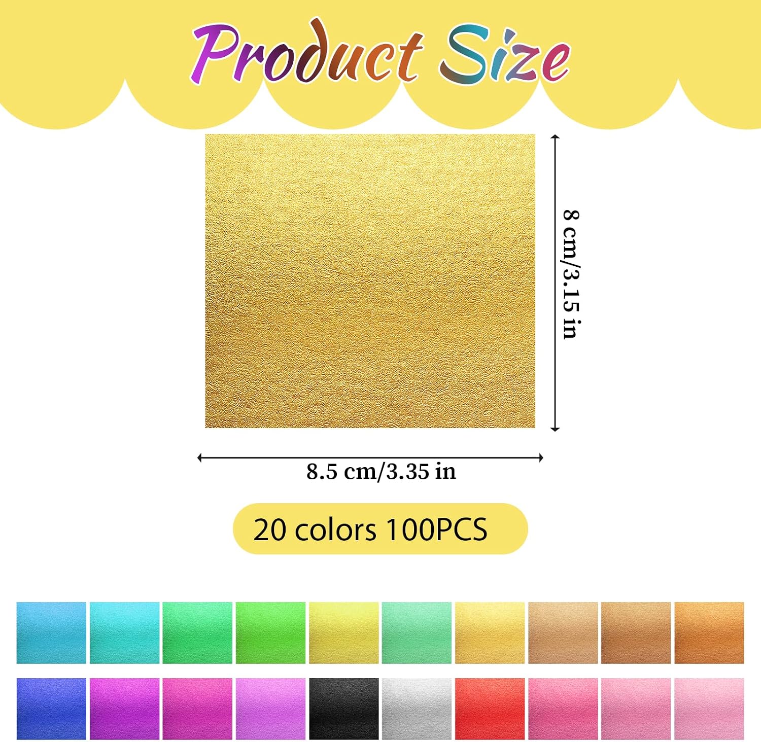 100 Sheets Gold Leaf Sheets 20 Colors Gold Foil Leaf Multi-Color Imitation Foil Paper for Art Decoration, Painting, Nails, Handicrafts, DIY Crafts(3.15 x 3.35 Inches)
