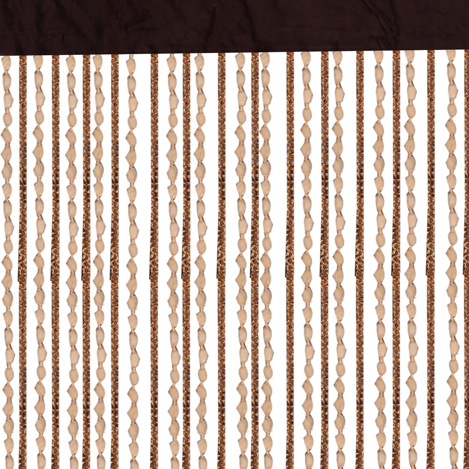 Kuber Industries Wooden Sparkling Beaded String Shear Hanging Door Curtain 7 Feet (Cream)