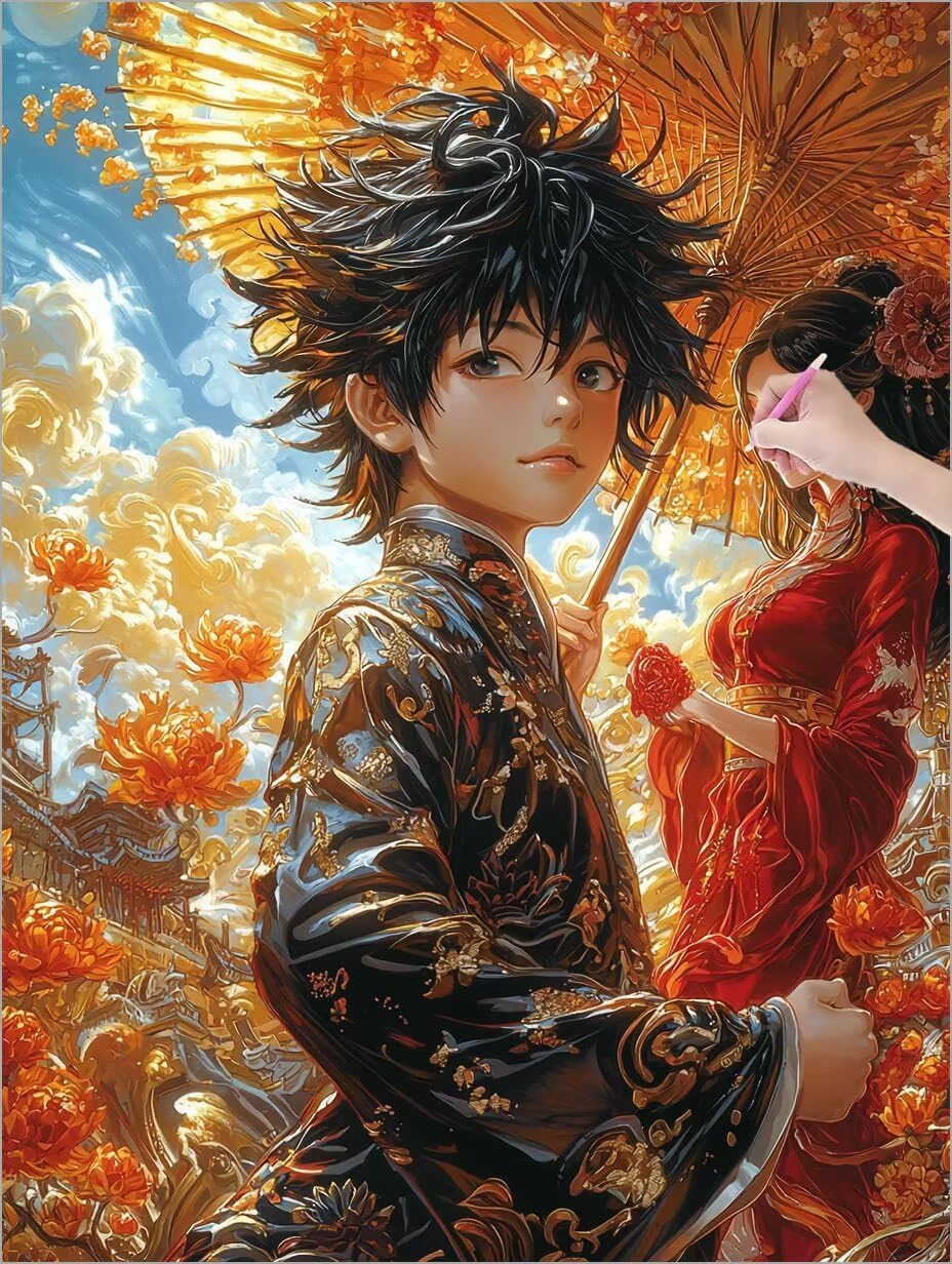 Diamentowe malowanie manga, 5D diamentowe malowanie pełne akcesoria, diamentowe malowanie dla dorosłych kryształ górski ścieg krzyżykowy kreatywne hobby, DIY haft diamentowy do dekoracji domu (kwiat