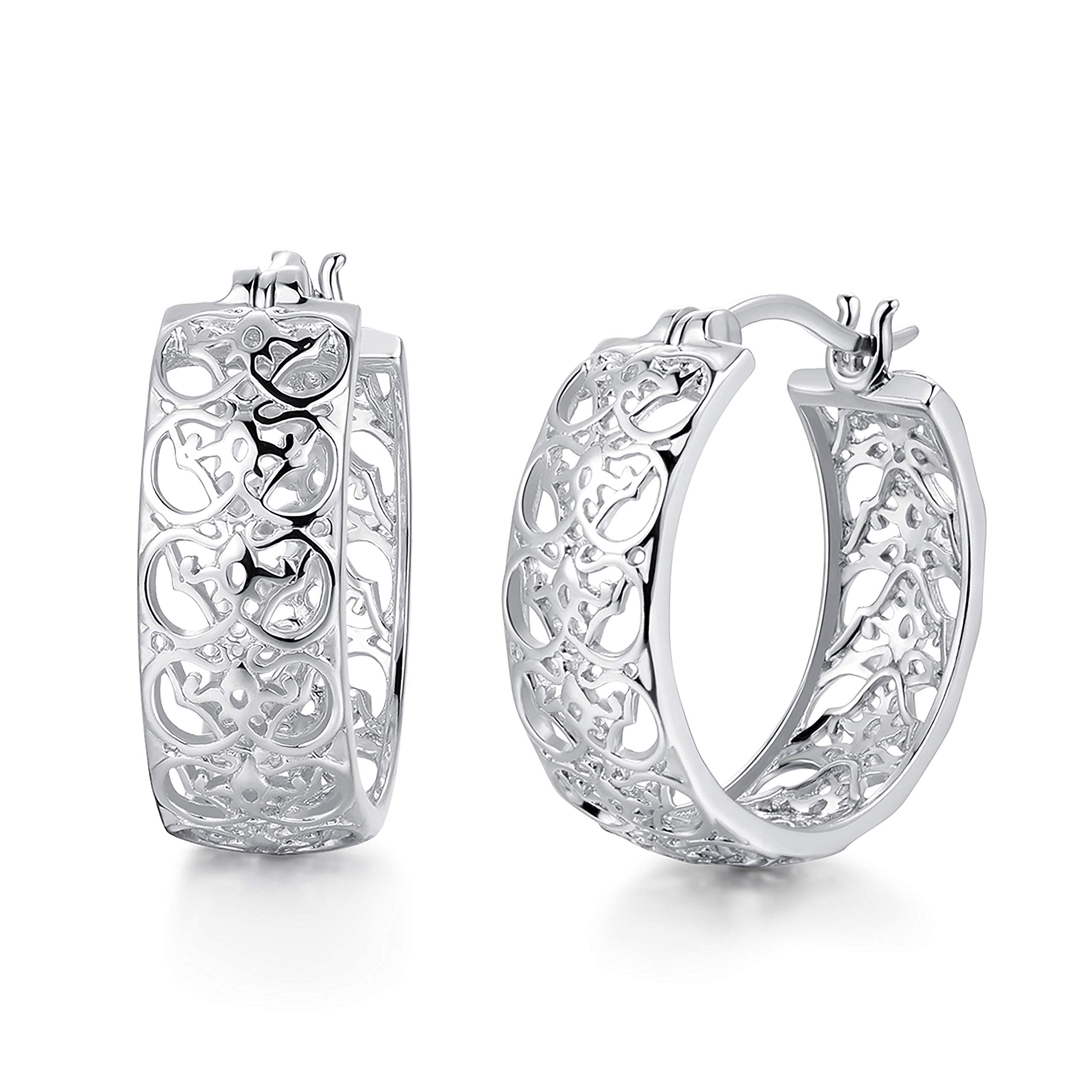 Morgan & Paige Rhodium-Plated Sterling Silver Filigree Hoop Earrings