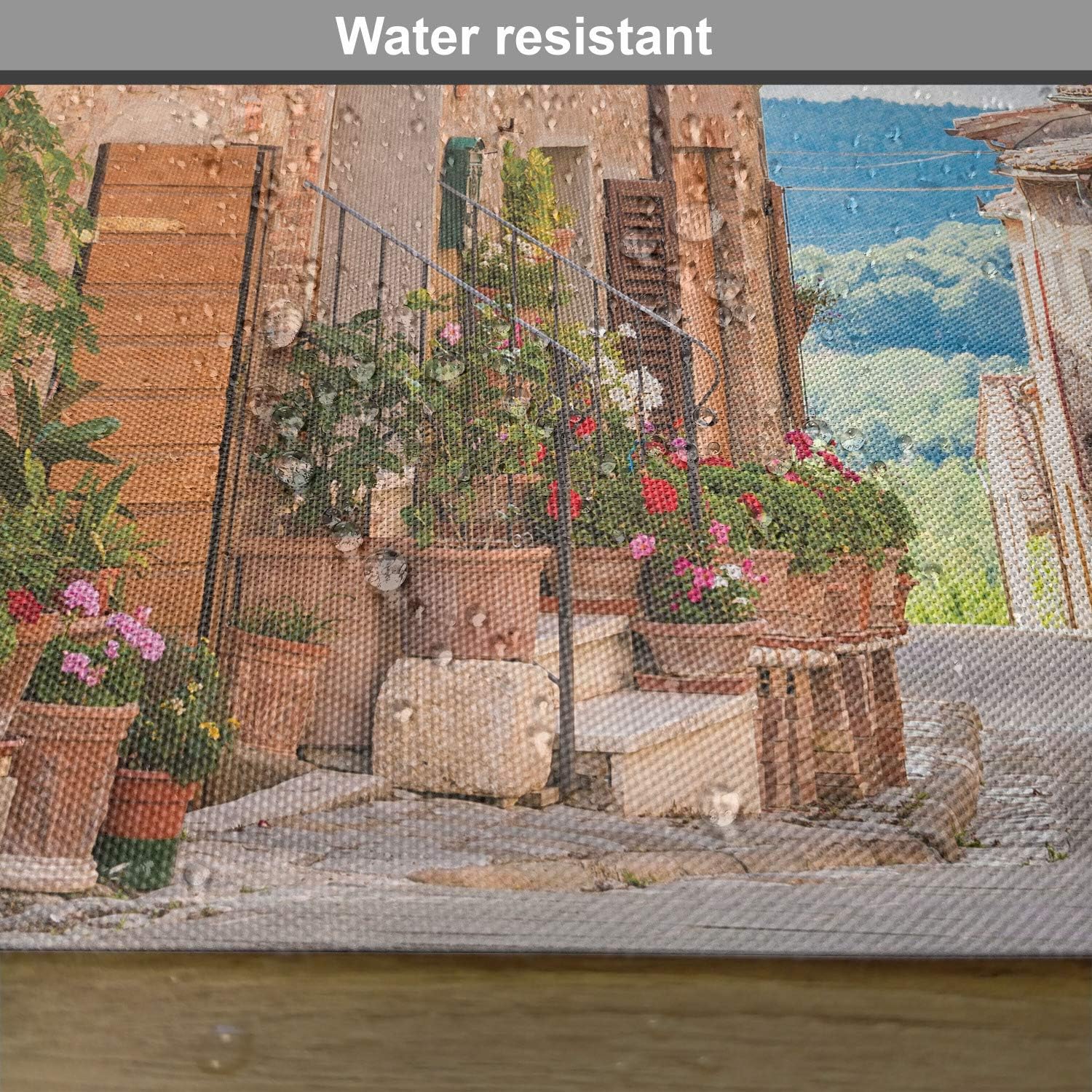 Ambesonne Mediterranean Place Mats Set of 4, Medieval Old Town in Tuscany Mediterranean Historic Culture Village Town Stone Photo, Washable Fabric Placemats for Dining Table, Standard Size, Tan