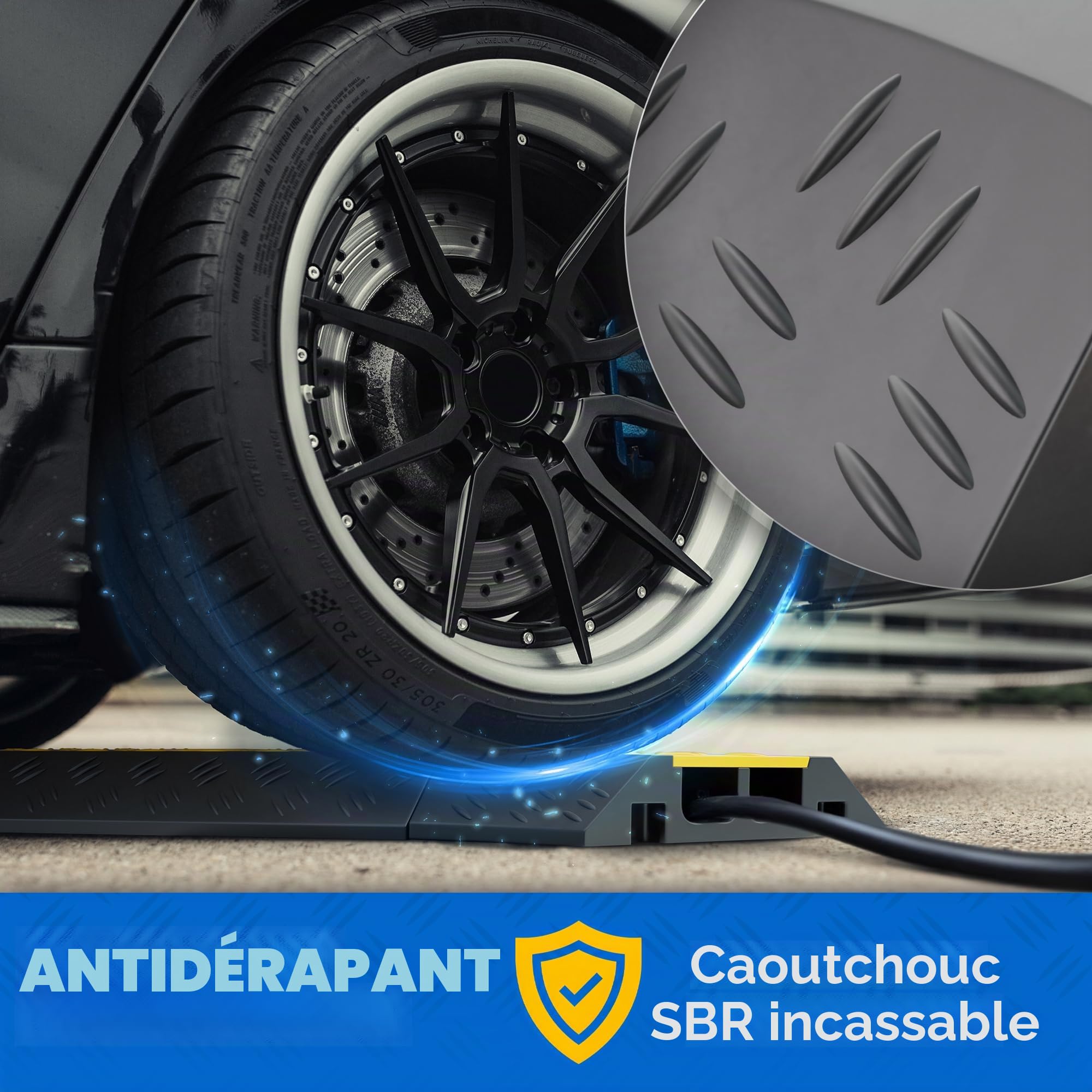 schlauchmeister24 Protection de câble avec Couvercle Protection Contre Les débordements en Caoutchouc (2 canaux | 100 x 25 x 5 cm)