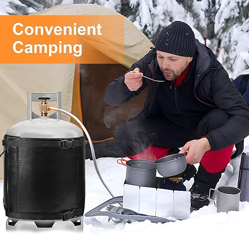 Miniatura 6 de Manta calentador de tanque de propano – 47.5 x 13.5 pulgadas calentador de cilindro de gas LP con control de temperatura 85-105F para tanques de 20,