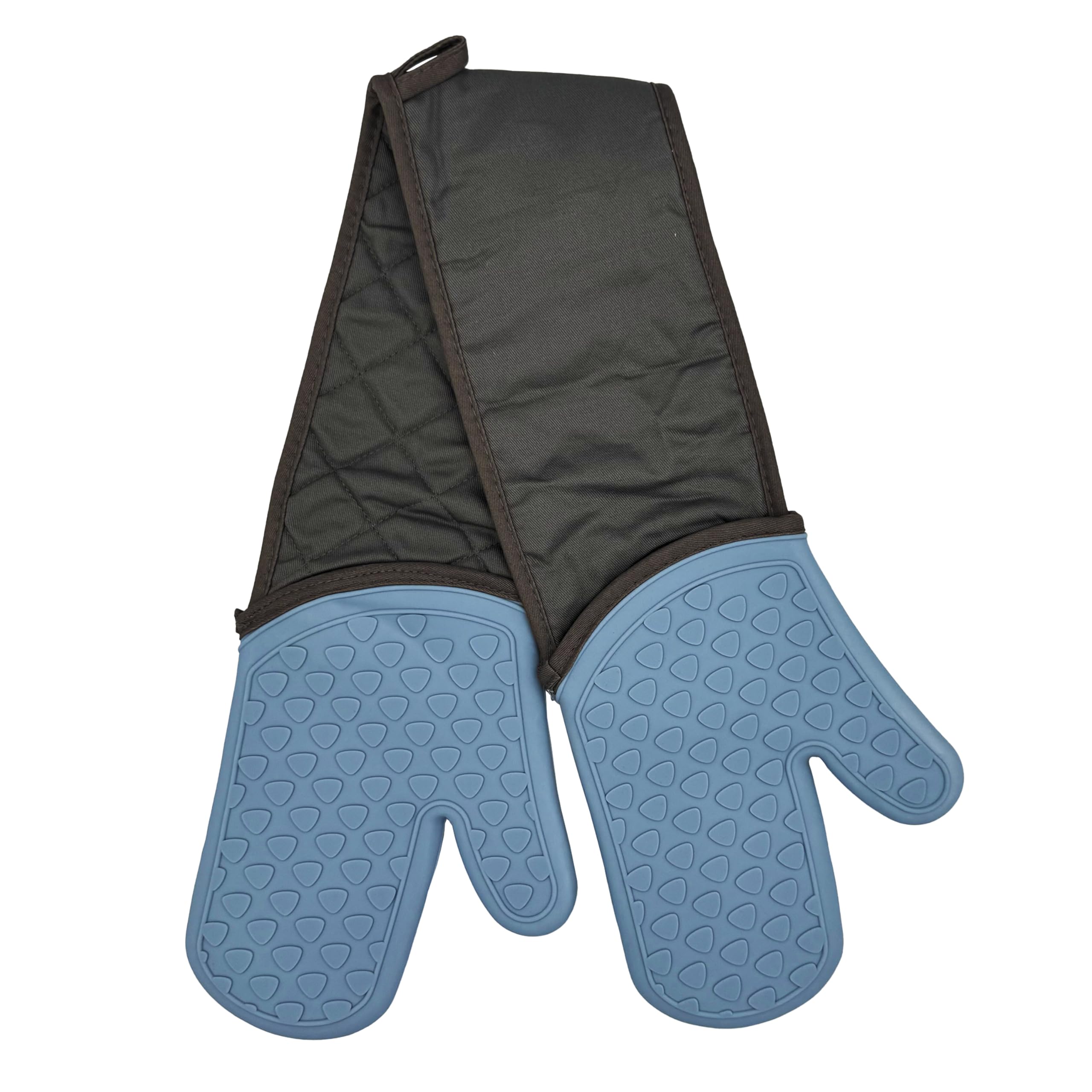GEM+ | Premium Oven Gloves Double Mitts – Heat Resistant Silicone L, Grey