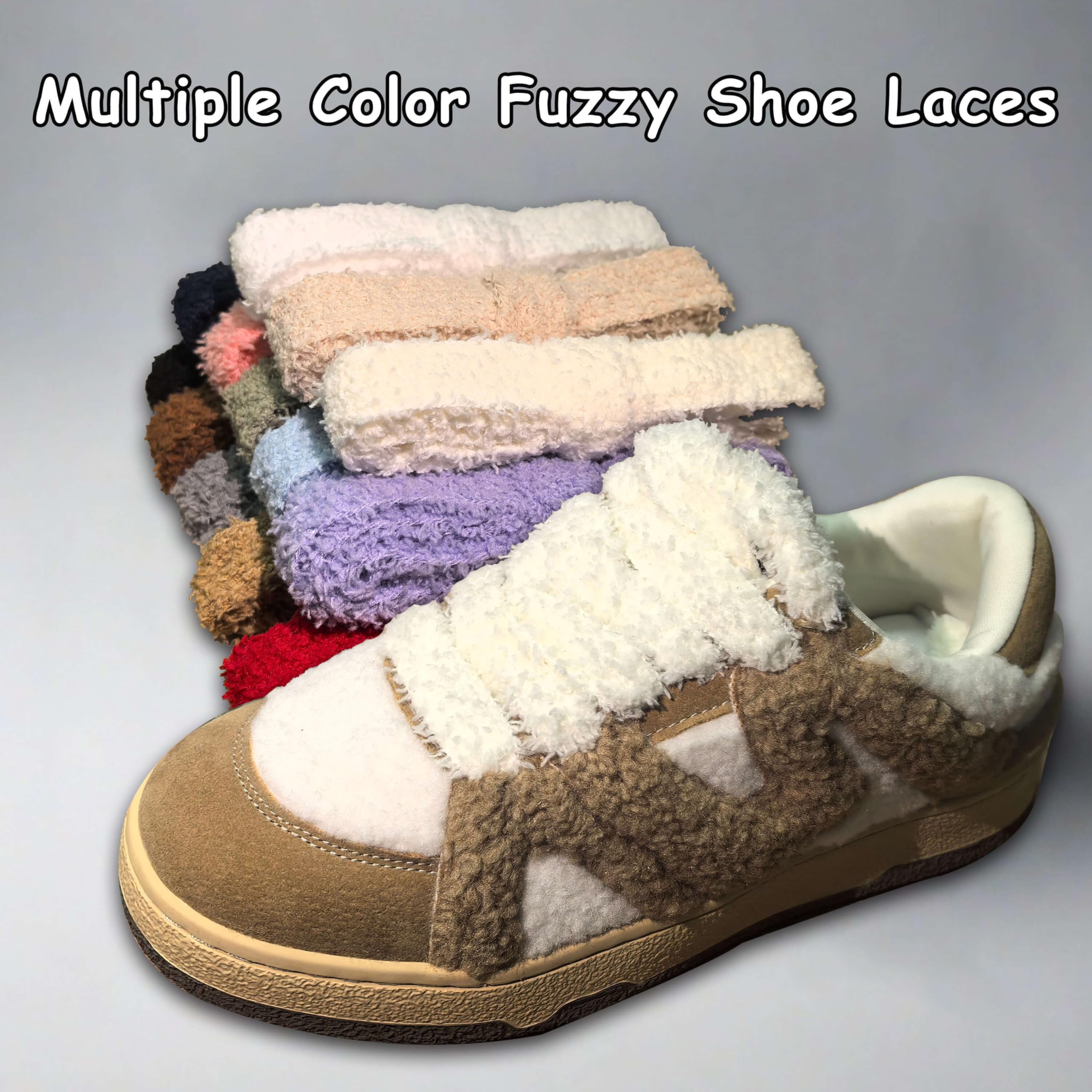 Cordones planos y peludos para zapatos, 22 mm de ancho, suaves y esponjosos para tenis