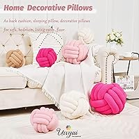Vista 5 de Uvvyui Bola de almohada de nudo, almohadas decorativas suaves para el hogar, almohada redonda, almohada de felpa anudada hecha a mano, cojín redondo