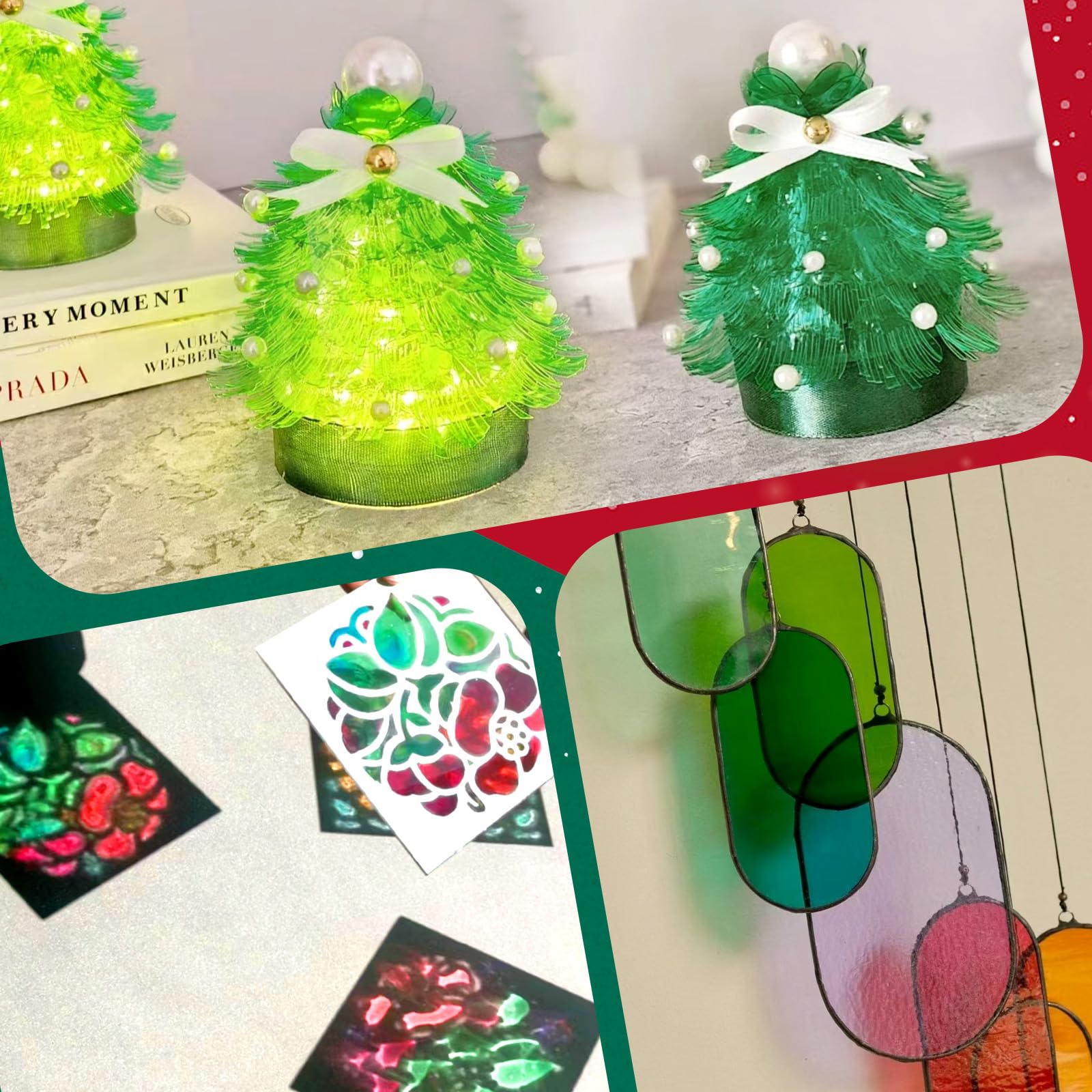 (10 pezzi) filtri per luce in gel, colore rosso e verde, filtri in plastica trasparente, 21 x 28 cm, per film, video, foto, palcoscenico (Natale)