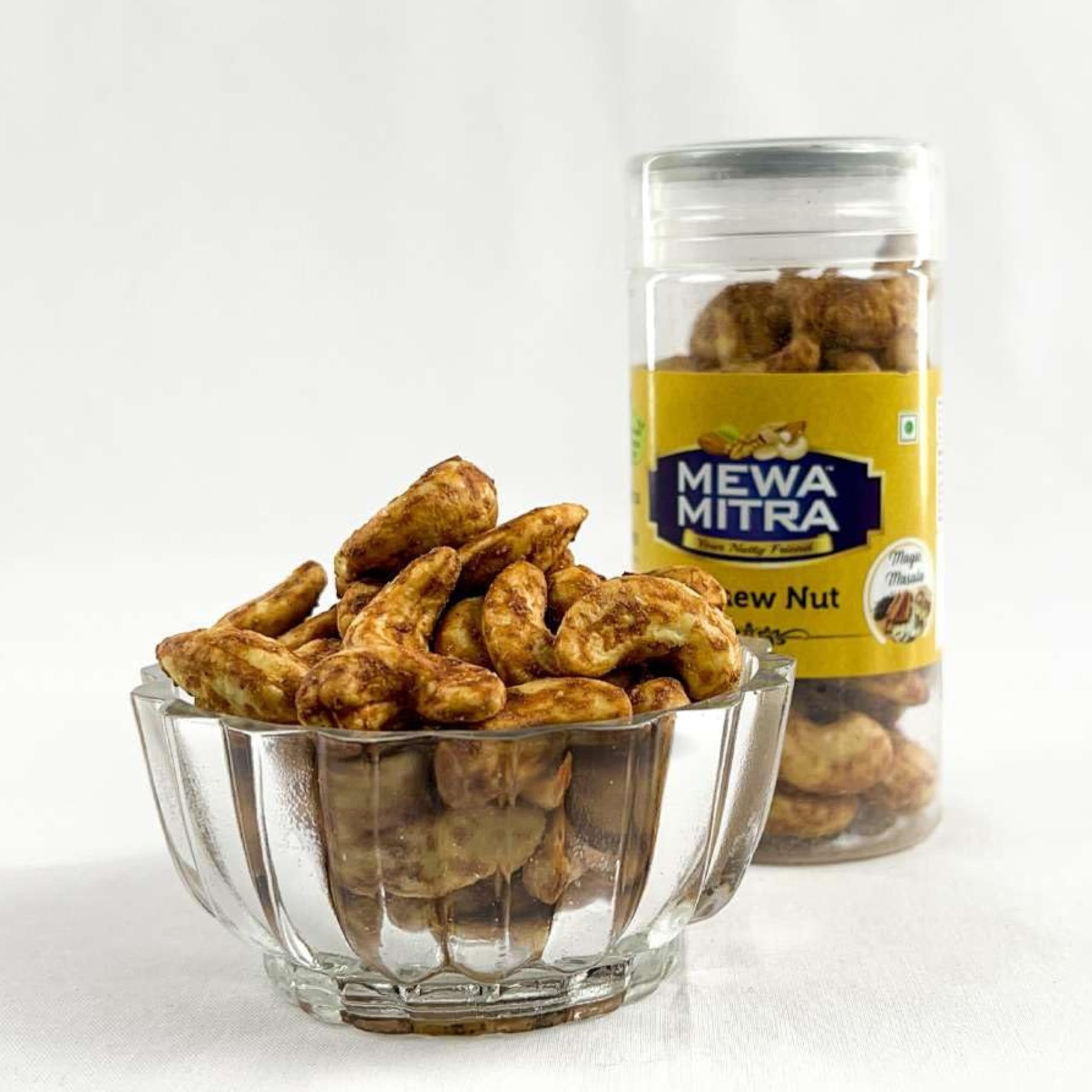 MEWA MITRA W210 Magic Masala Cashews - Spicy Kaju Snack, Gluten-Free & Plant Protein | Crunchy Roasted Nuts for Anytime Snacking (Pack of 5, 100g) 1