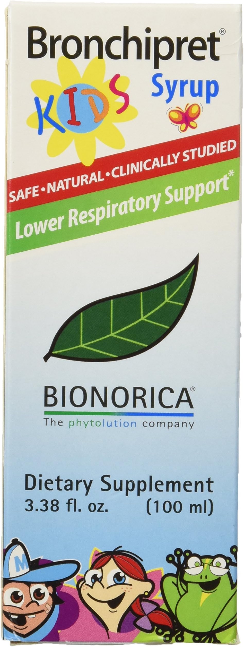 Bionorica Bronchipret Kids Syrup Plant-Based Lower Respiratory Health Support with Thyme & Ivy Leaf Extract - Natural Cherry Flavor - 3.38 oz