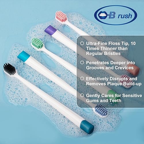 Miniatura 5 de Cepillos de dientes extra suaves para adultos, cepillo de hilo dental de cabeza ancha, cerdas cónicas, cepillos ultra limpios, cepillo de dientes de