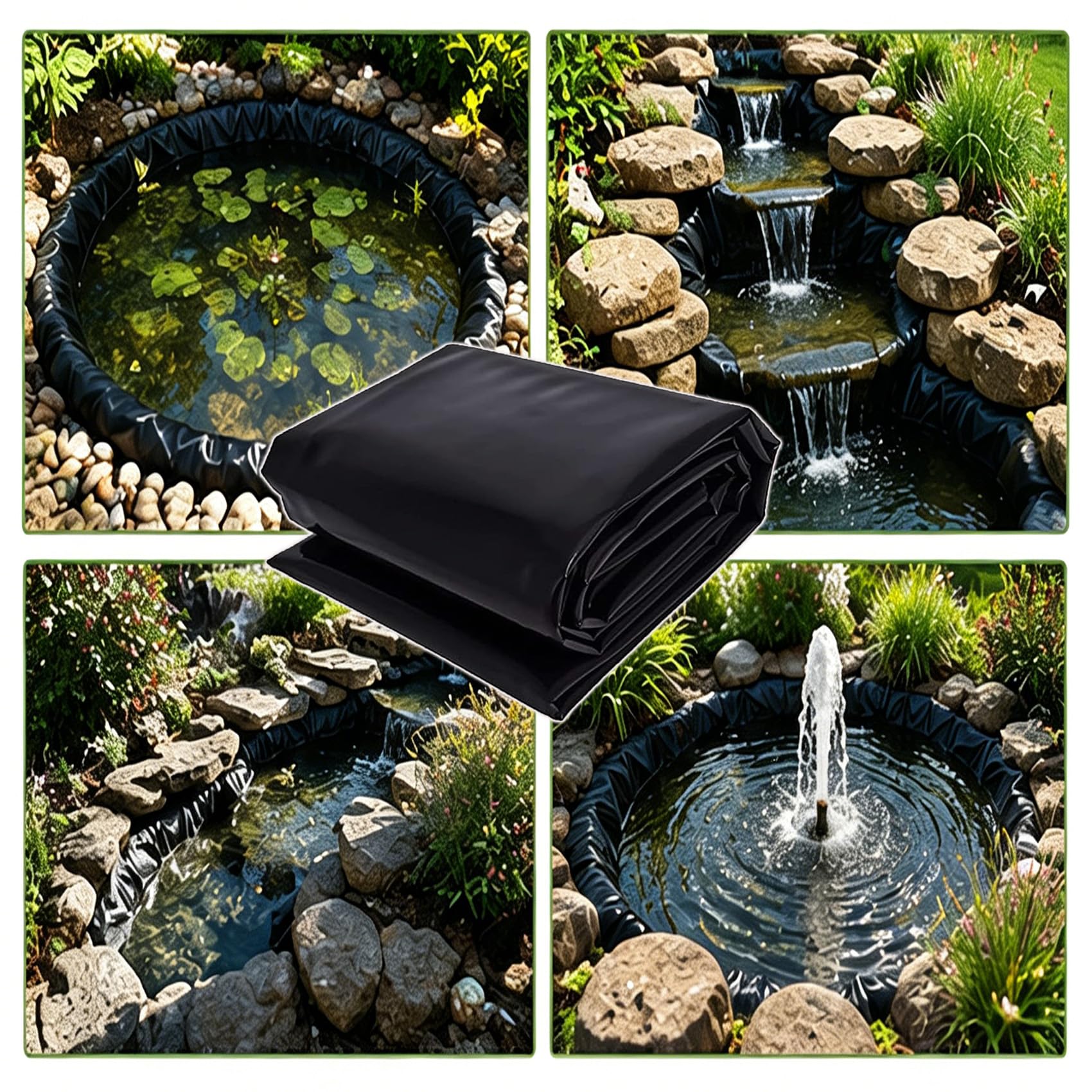 membranas para estanques amplios, recubrimientos HDPE, Capas elásticas, láminas oscuras, estanques cría koi, depósitos jardín, Fuentes acuáticas