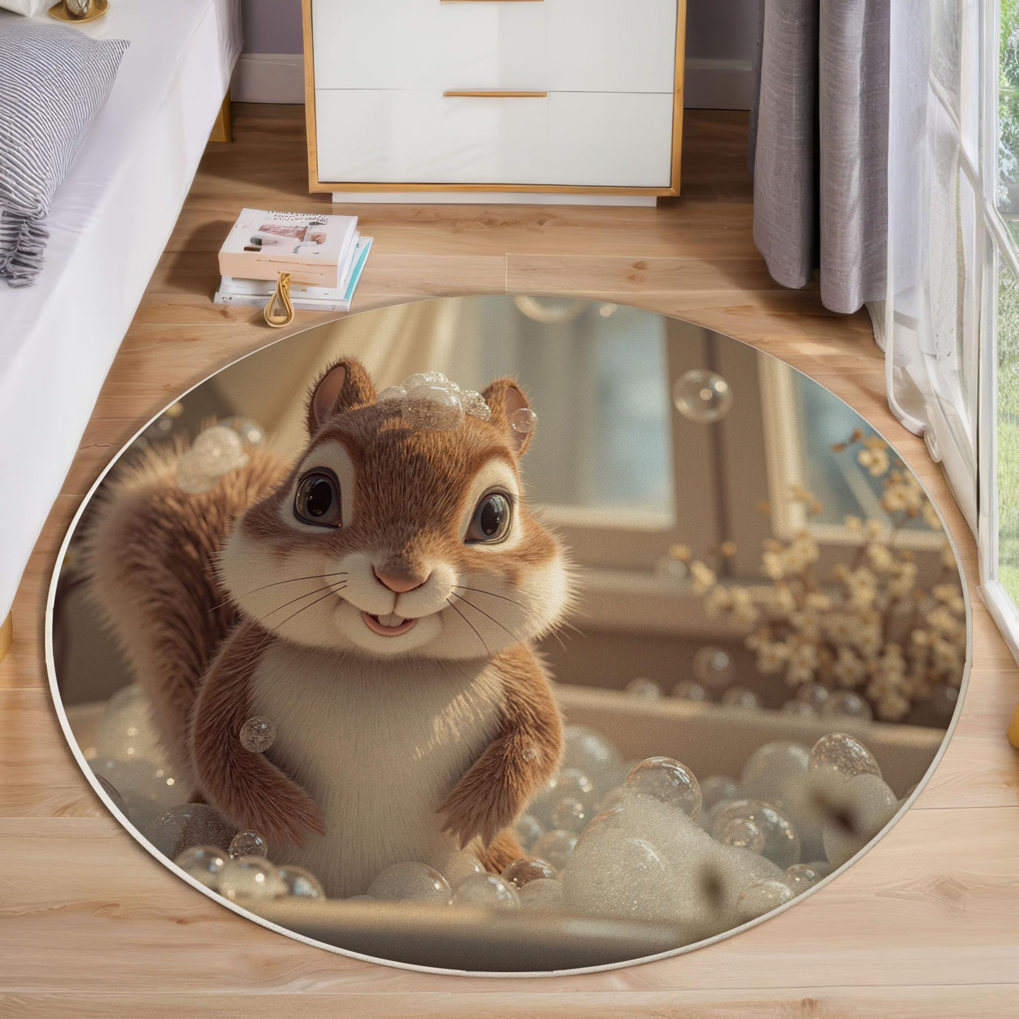 Tapis de chambre antidérapant rond beige pour sécuriser le salon