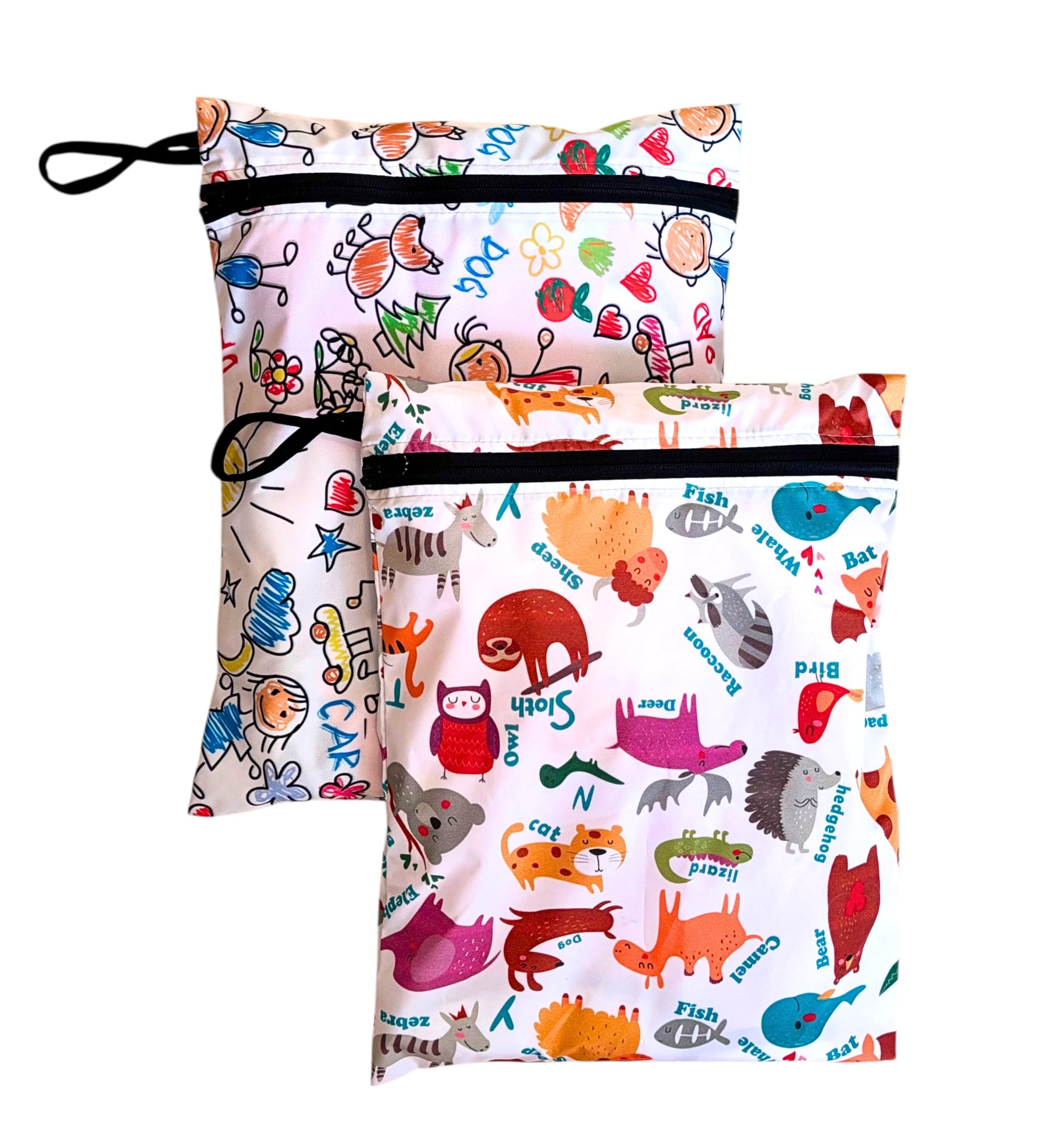 Yorni 2 Adet, 37 x 30 Cm, Family ve Zoo Desen, Sıvı Geçirmeyen Çok Amaçlı Çanta, Ekonomik Set, Yıkanabilir