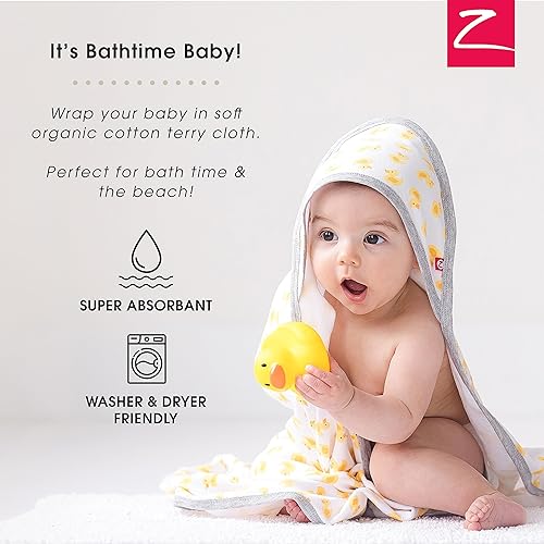 Miniatura 5 de Zutano Toallas de bebé con capucha, toalla de baño de algodón orgánico, toalla de bebé ultra suave y absorbente para recién nacidos y bebés, juego