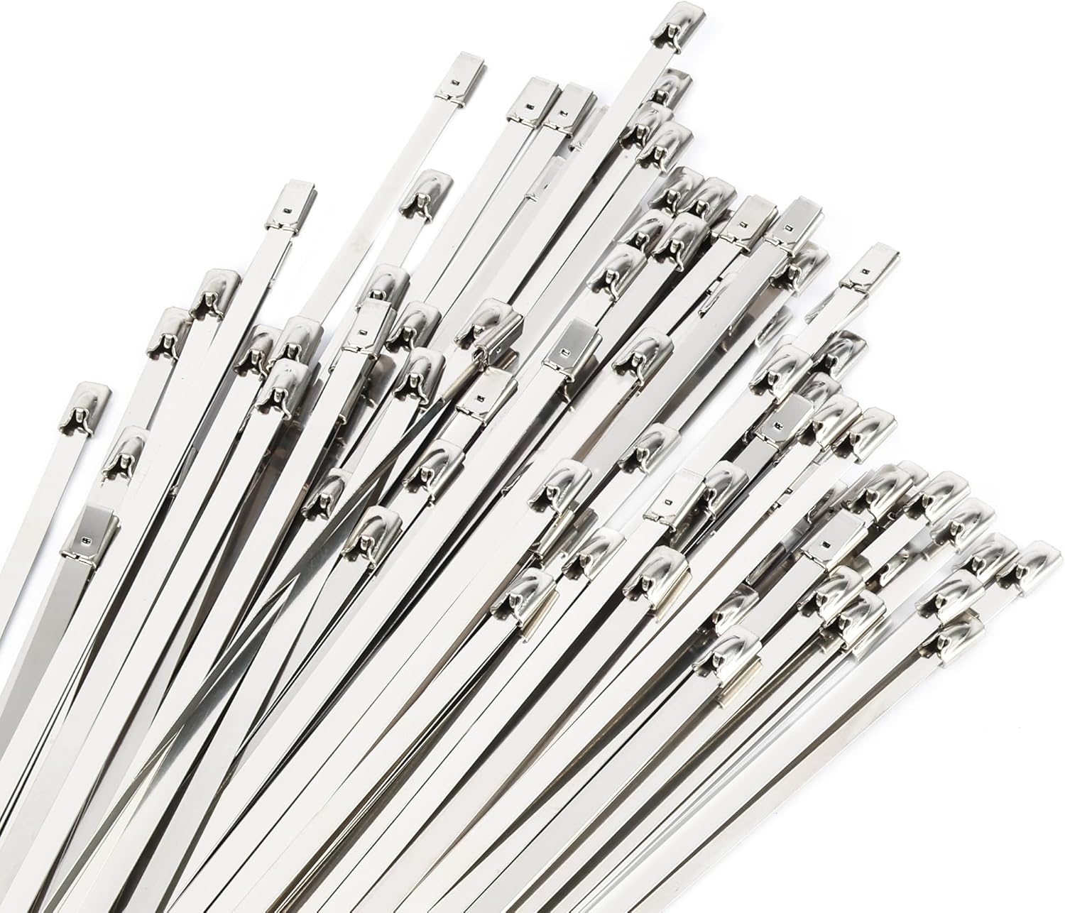U.S. Solid Metal Zip Ties 11.81 inch Long 100pcs 304 Stainless Steel Heavy Duty Self-locking Cable Ties Suitable for Machinery Vehicles Farms Pipes Roofs and Cables
