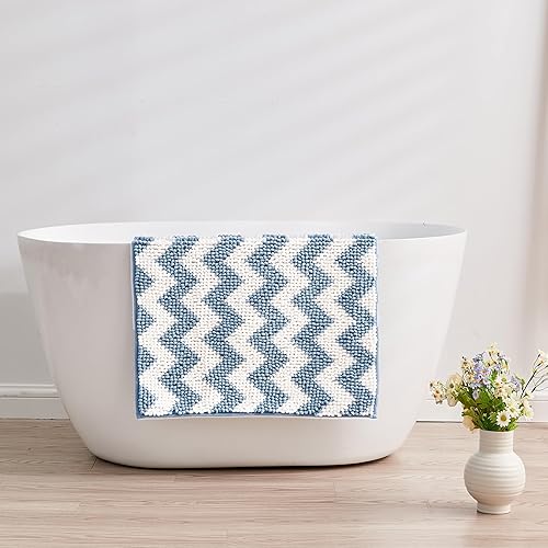 Miniatura 4 de Tapetes de baño de felpilla con diseño de cheurón naranja, antideslizantes, de felpa, peludas y absorbentes, para baño, tapete de baño suave,