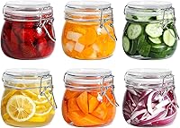 ComSaf 6-Pack 17oz Short Airtight Glass Jars for Drawers - Spices, Nuts, Snacks, Jams, Pickles & Pantry Storage