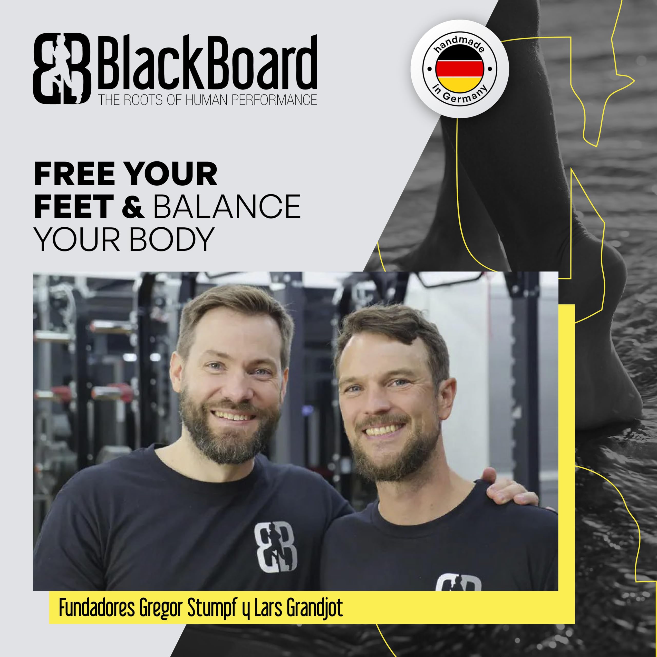 BlackBoard® tabla de entrenamiento para el pie I Fortalecimiento y estabilización eficaz | Entrenamiento del eje de la pierna para la prevención de dolores articulares | Fisioterapia – Made in Germany